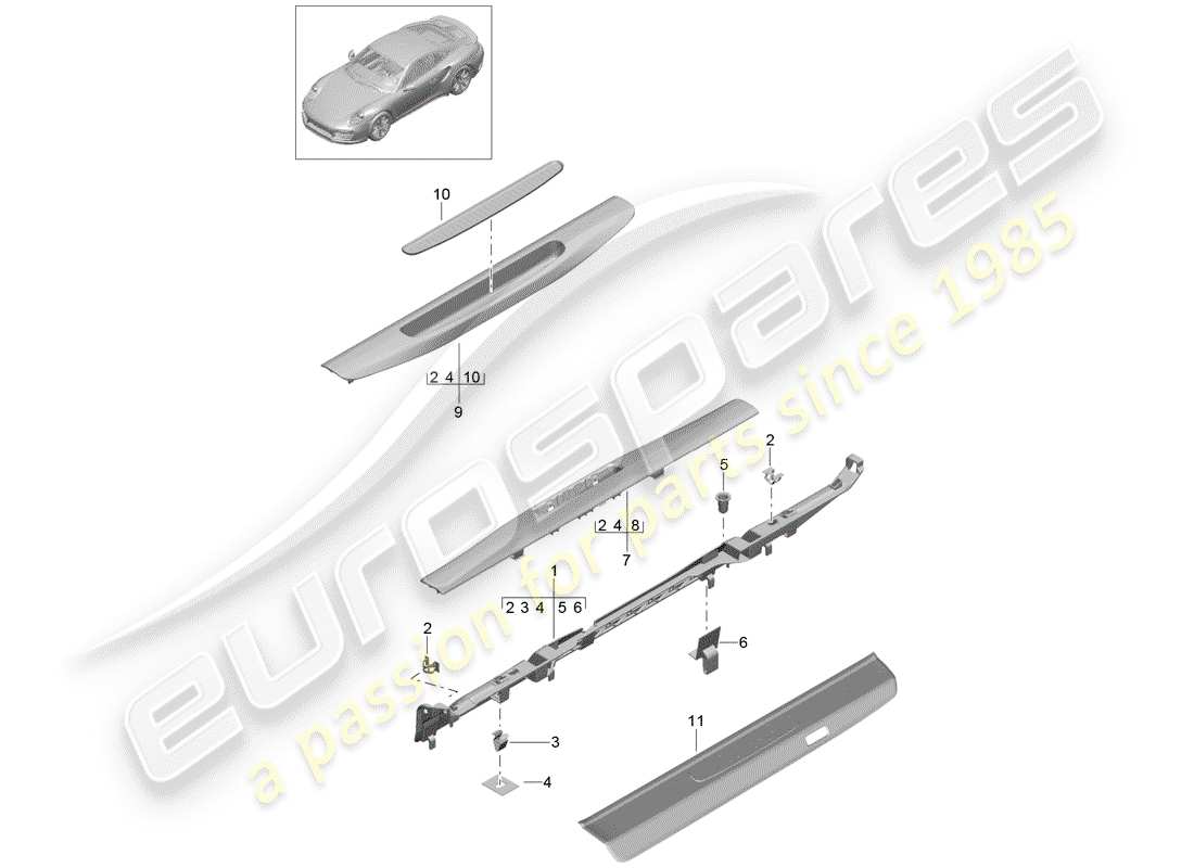 porsche 2014 (991-1 turbo) trim sill d - mj 2017>> part diagram