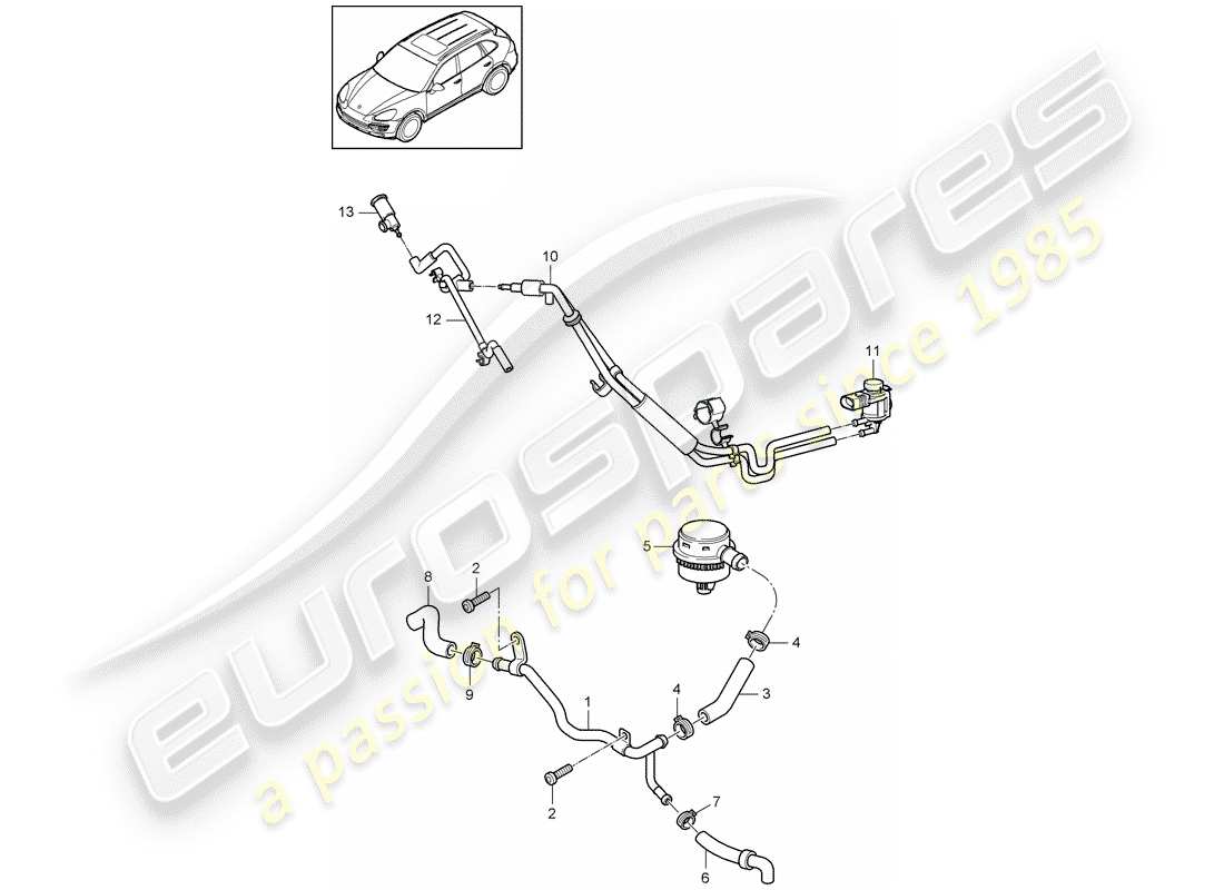 porsche cayenne e2 (2017) crankcase breather parts diagram