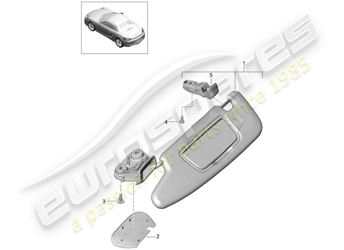 porsche 2014 (981 boxster) sun vizors d - mj 2015>> parts diagram