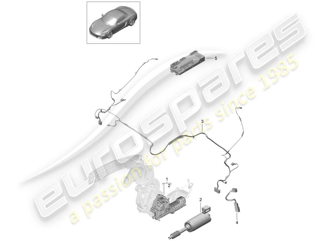 porsche 2014 (981 boxster) convertible top wire set parts diagram