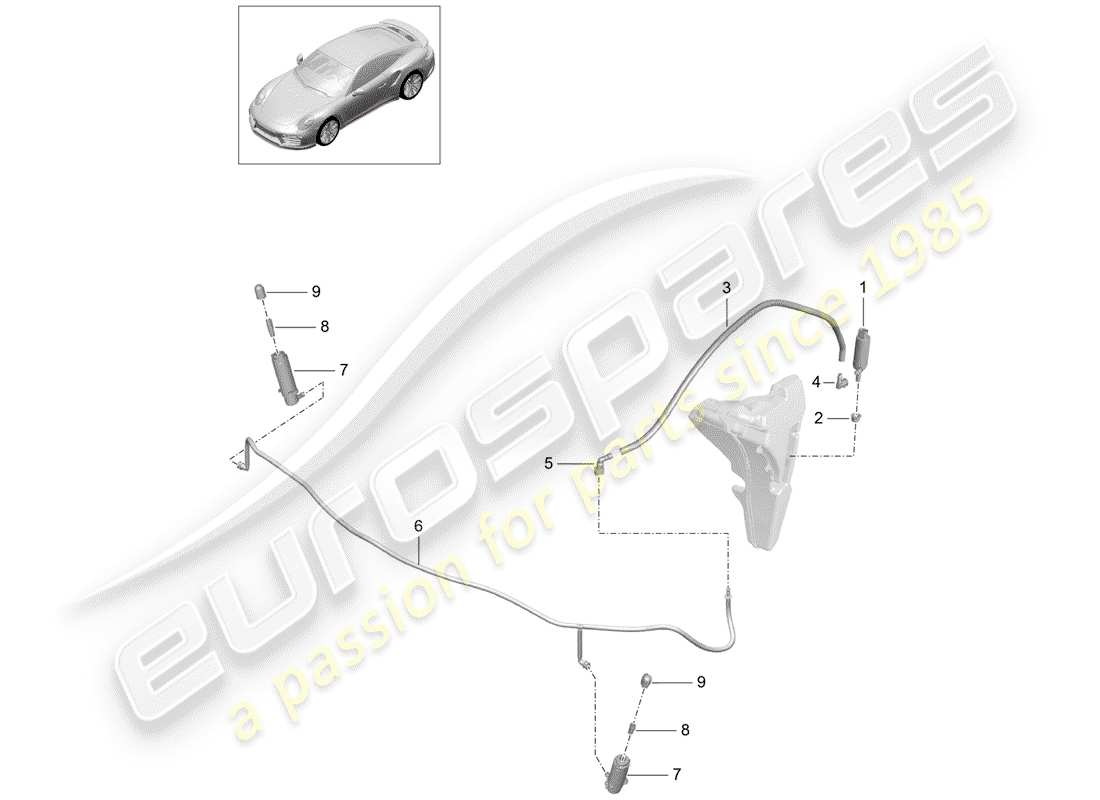 porsche 2016 (991-1 turbo) headlight washer system d - mj 2017>> part diagram