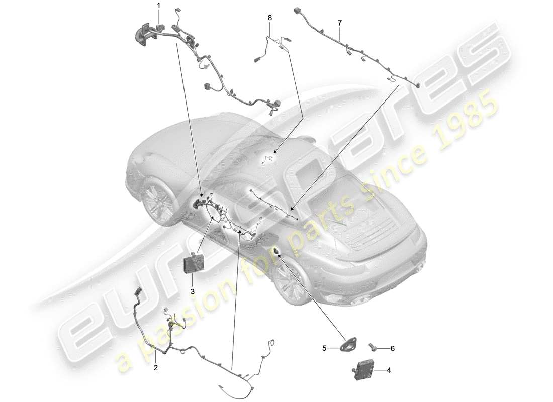 porsche 2014 (991-1 turbo) wiring looms doors centre console control unit doors convertible top control d - mj 2017>> part diagram