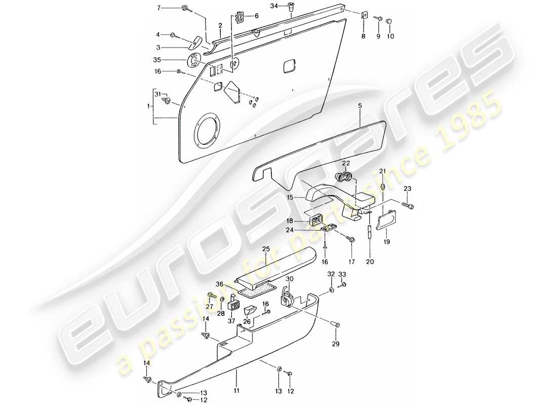 porsche 1996 (993) interior equipment - doors - - d - mj 1997>> part diagram