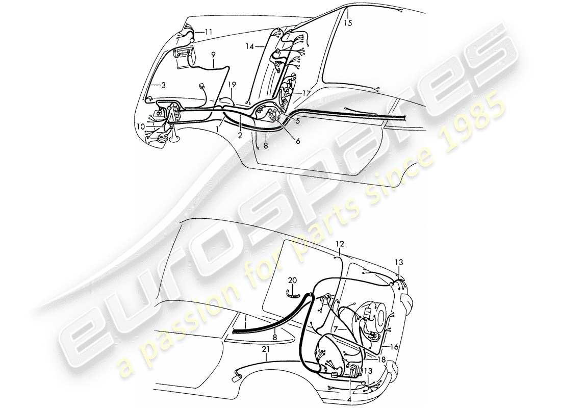 porsche 1965 (911/912) wiring harnesses part diagram