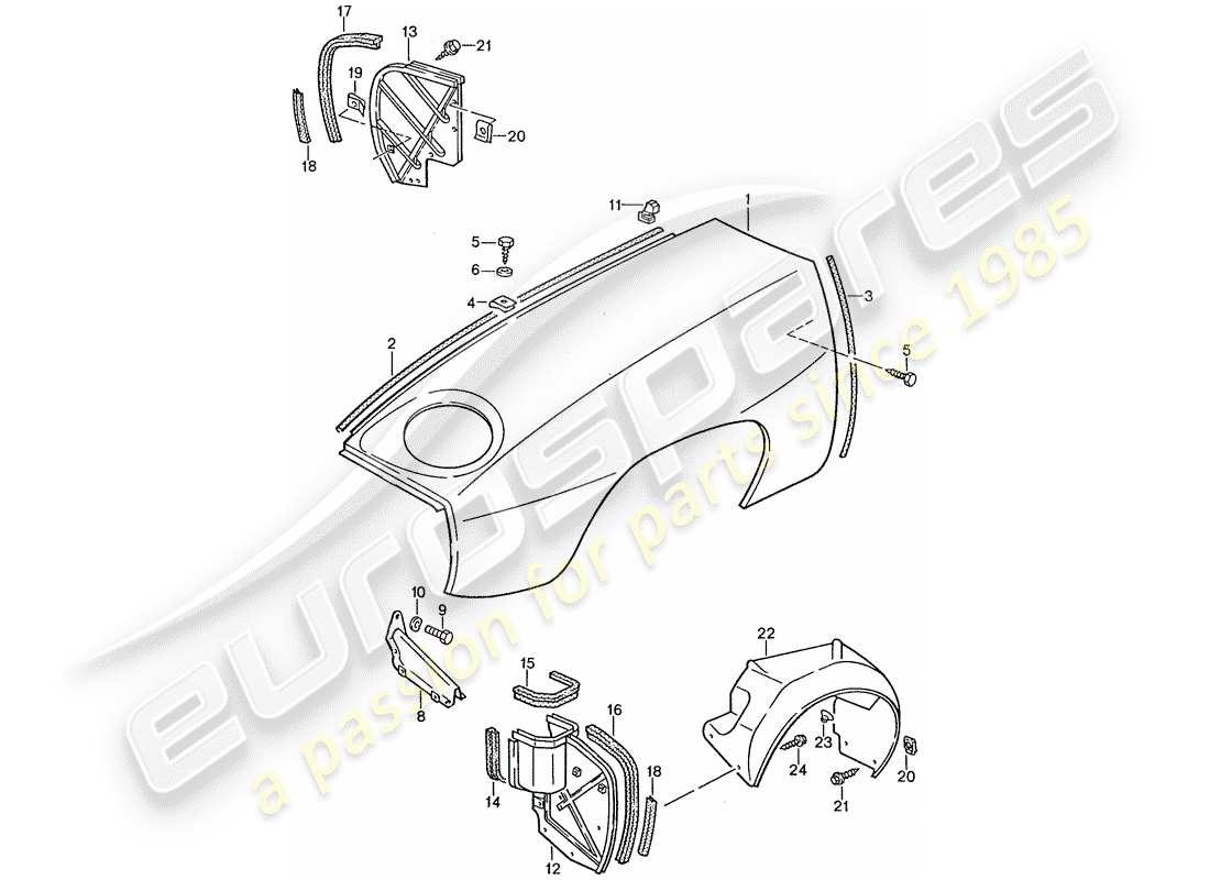 porsche 1989 (928) fender parts diagram