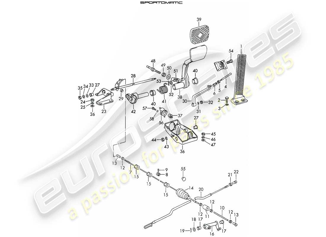 porsche 1965 (911/912) pedals - d - mj 1969>> - mj 1969 part diagram