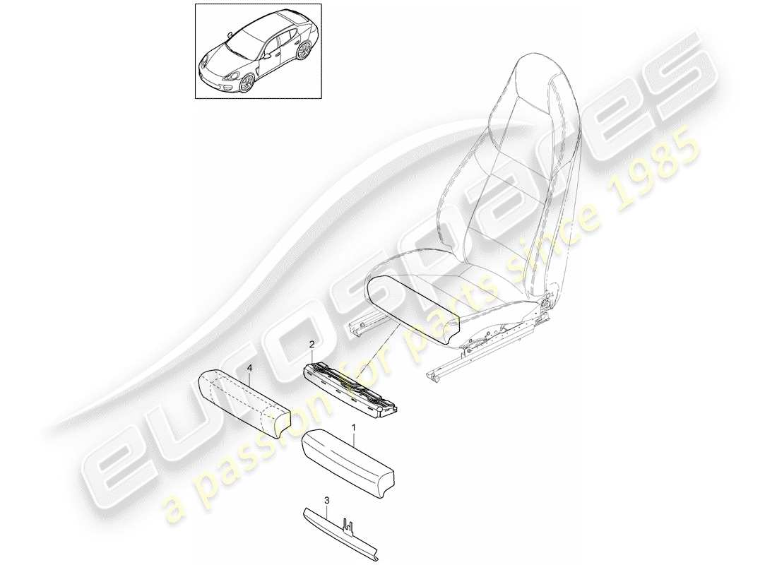 porsche 2012 (panamera 970) seat cushion drive unit for height adjustment trim accessories seat support part diagram