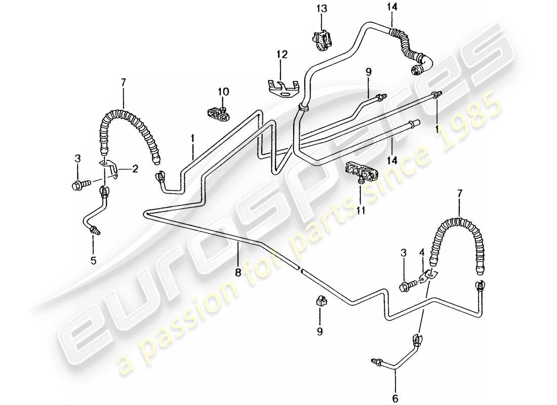 porsche 2004 (986 boxster) brake line underbody rear axle vacuum line parts diagram