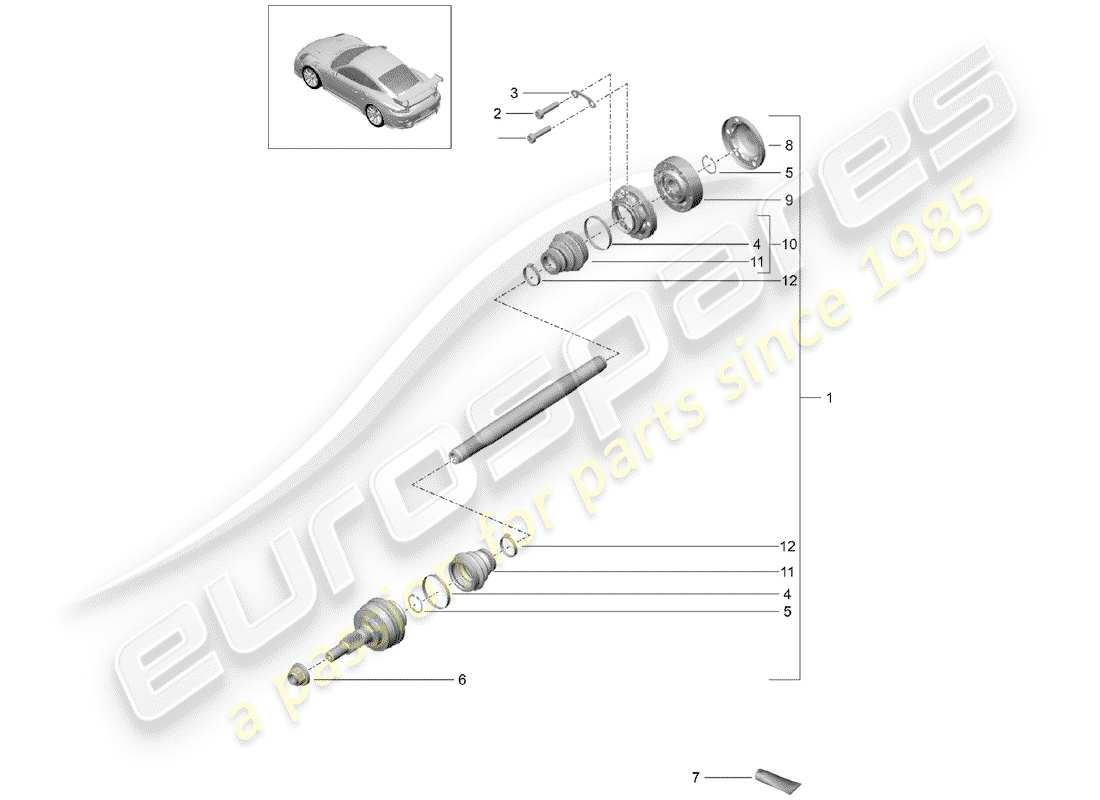 porsche 2014 (991-1 turbo) drive shaft part diagram