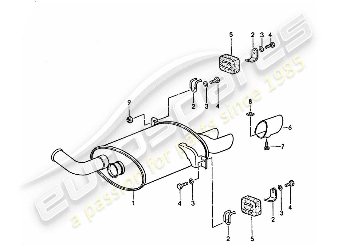 porsche 1995 (928) exhaust system - muffler - exhaust parts diagram