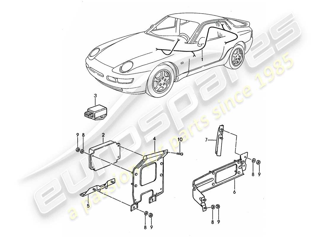 porsche 1994 (968) wiring harnesses - control units - tiptronic part diagram