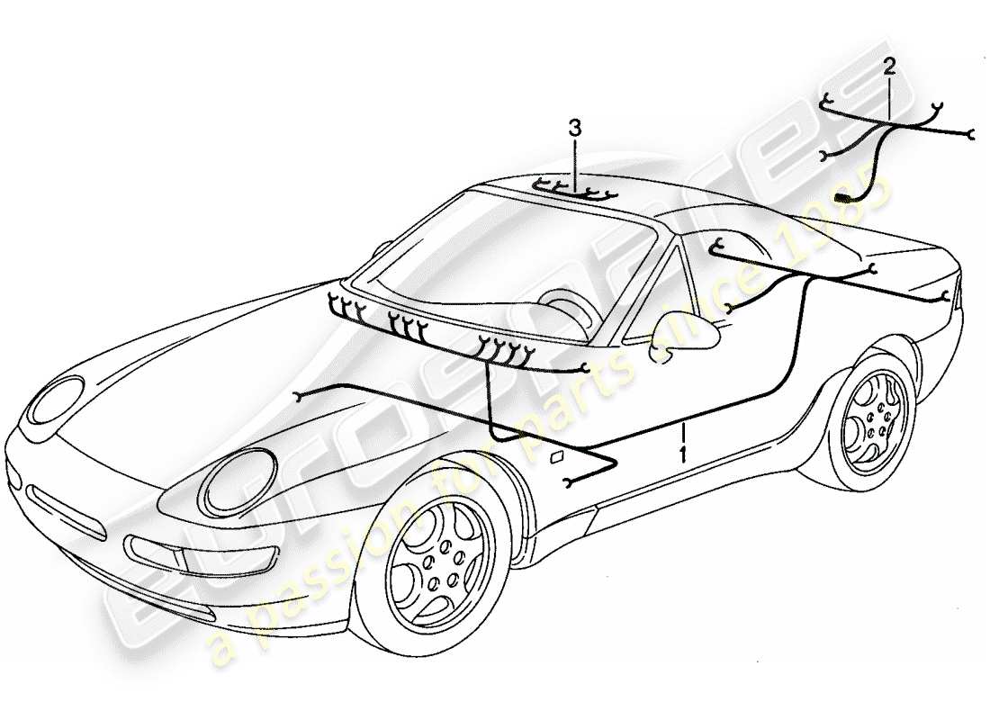porsche 1995 (968) wiring harnesses - passenger compartment part diagram