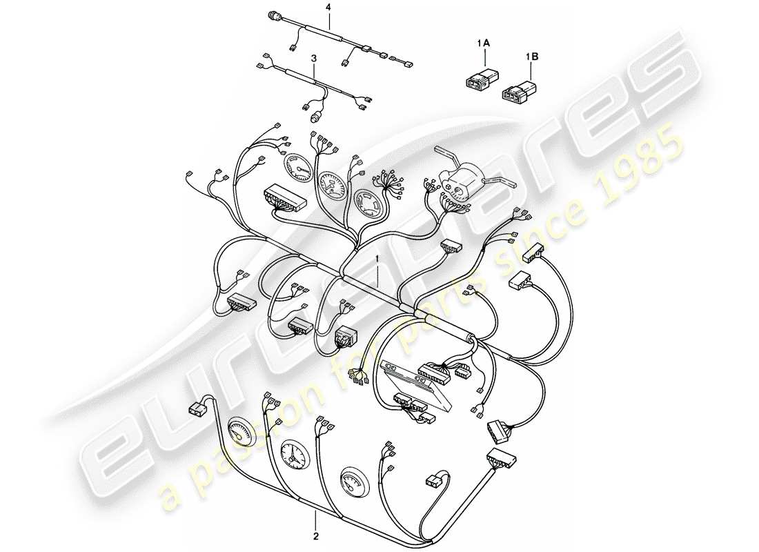 porsche 1983 (944) wiring harnesses - dashboard - center console parts diagram