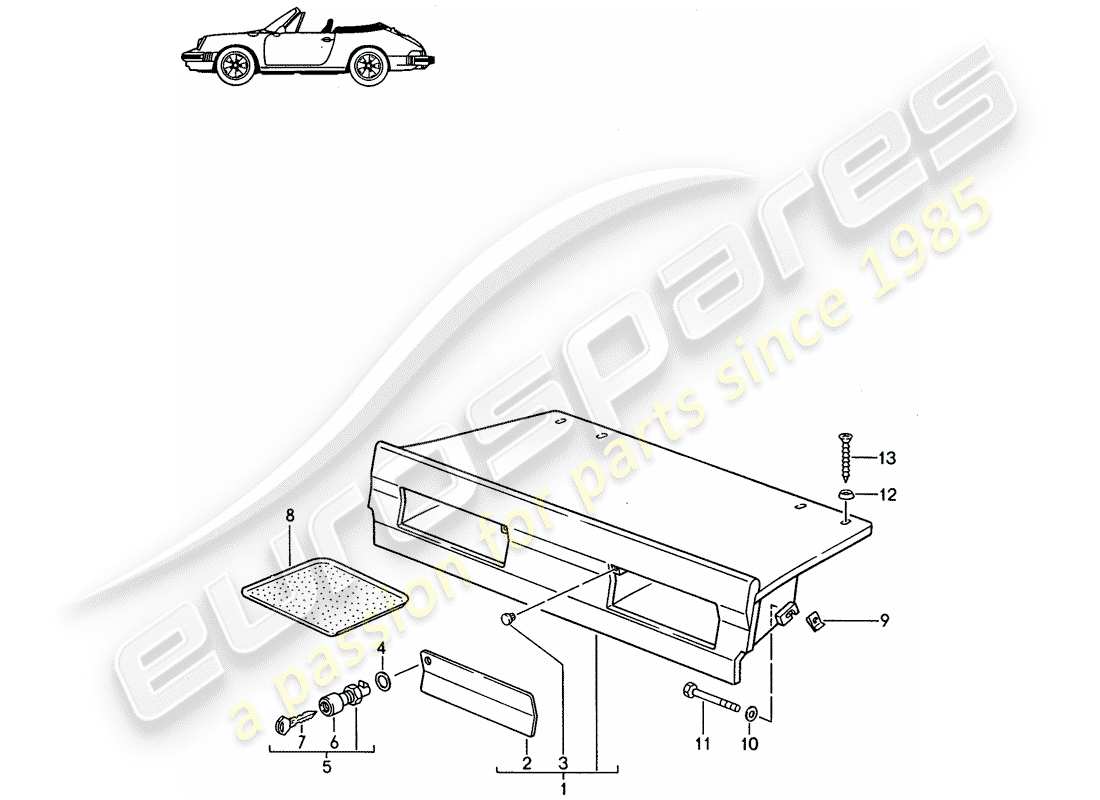 porsche seat 944/968/911/928 (1991) luggage rack - - d - mj 1987>> - mj 1989 parts diagram