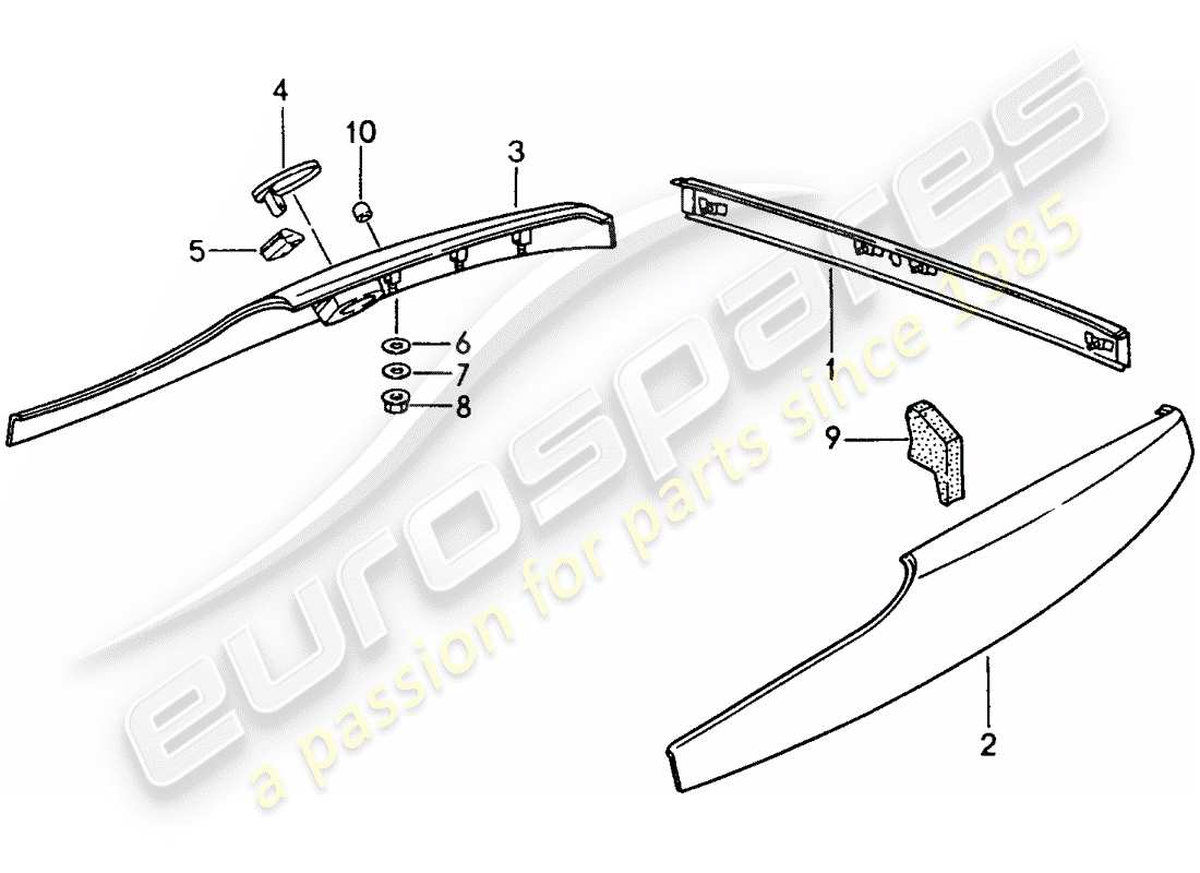 porsche 1989 (944) trims parts diagram