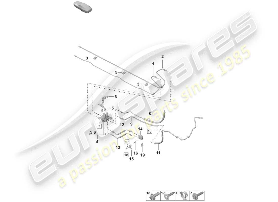 porsche 2020 (992-1) hydraulic line underbody pdcc parts diagram