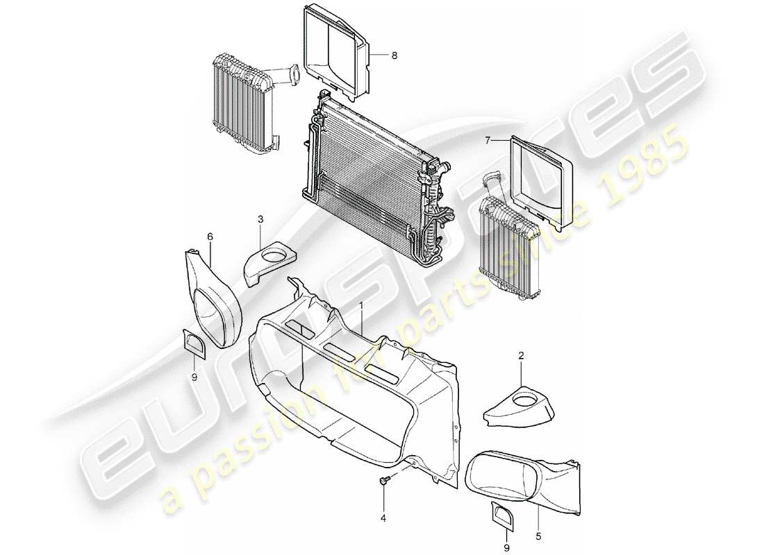 porsche 2005 (cayenne e1 9pa) air guide part diagram