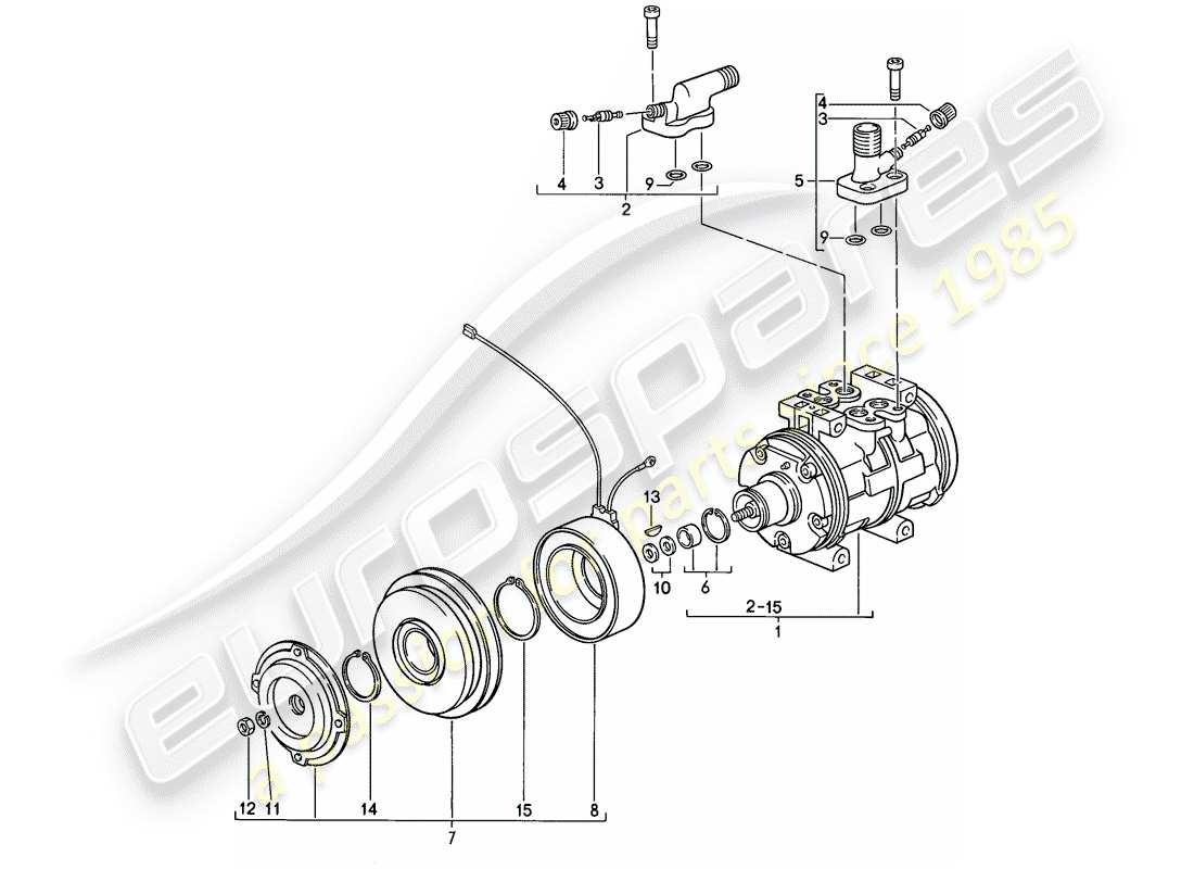 porsche 1986 (911) compressor part diagram