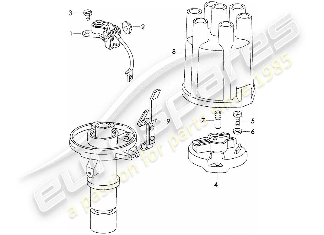 porsche 1972 (911) distributor - - marelli - - d >> - mj 1971 part diagram