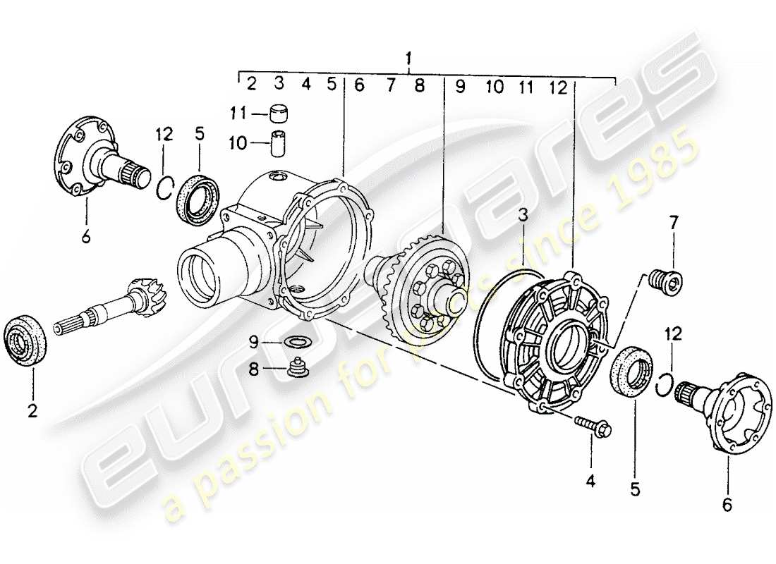porsche 1995 (993) front axle differential - - - d - mj 1995>> part diagram