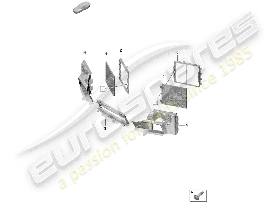 porsche 2020 (718 boxster spyder) a/c condenser air guide housing parts diagram