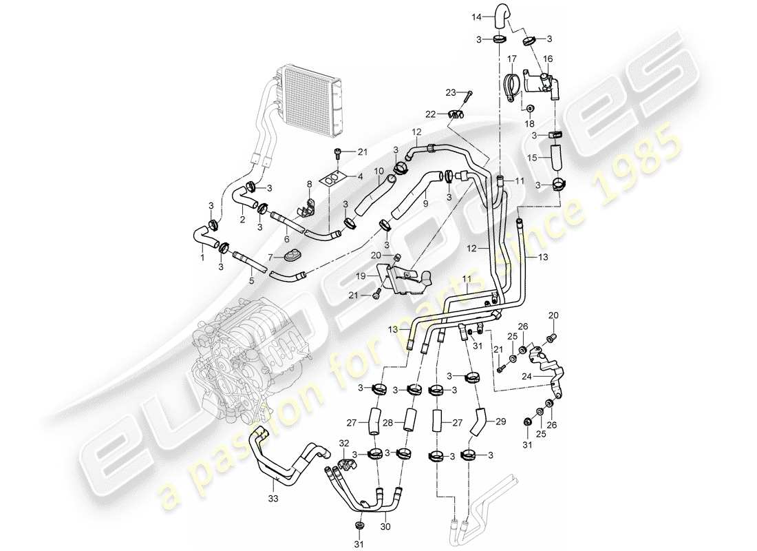 porsche 2005 (cayenne e1 9pa) air con./heating/aux. heater supply pipe return line to use before: f >>9p-6la41 356 f >>9p-6la80 630 part diagram