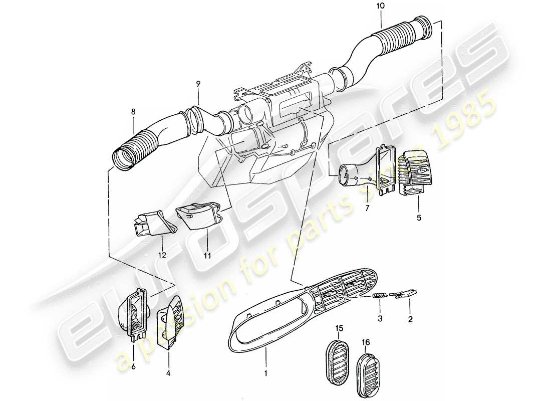 porsche 1990 (944) air duct part diagram