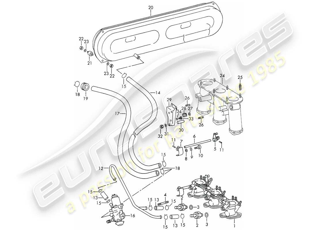 porsche 1965 (911/912) vacuum system - for - clutch release - injection system - for - sportomatic - d - mj 1969>> part diagram