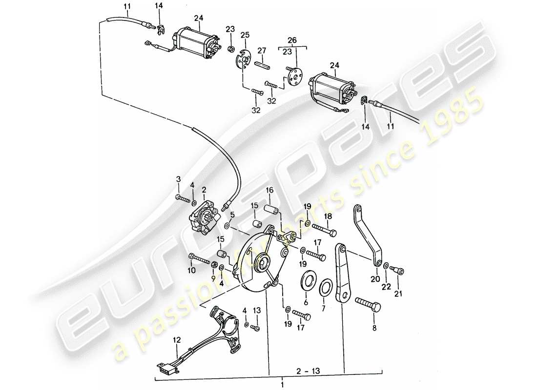 porsche 1993 (968) convertible top control - electric part diagram