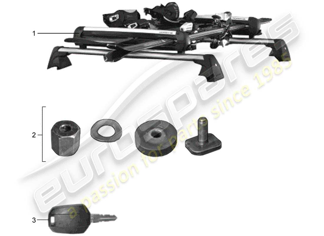 porsche 2011 (tequipment panamera) ski holder parts diagram