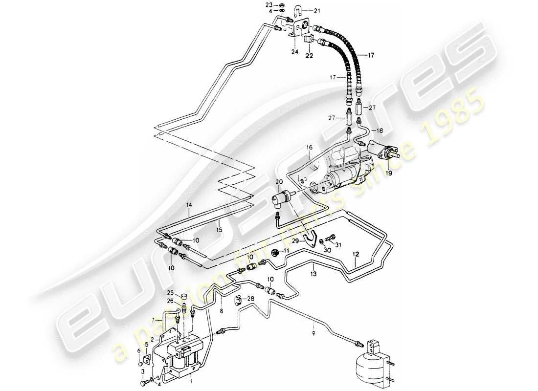 porsche 1992 (964) lock control parts diagram