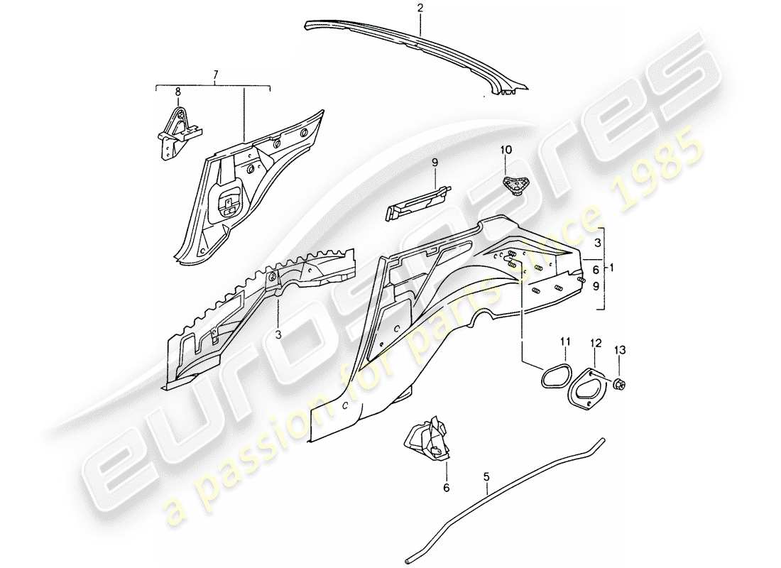 porsche 1997 (993) wheel housing part diagram