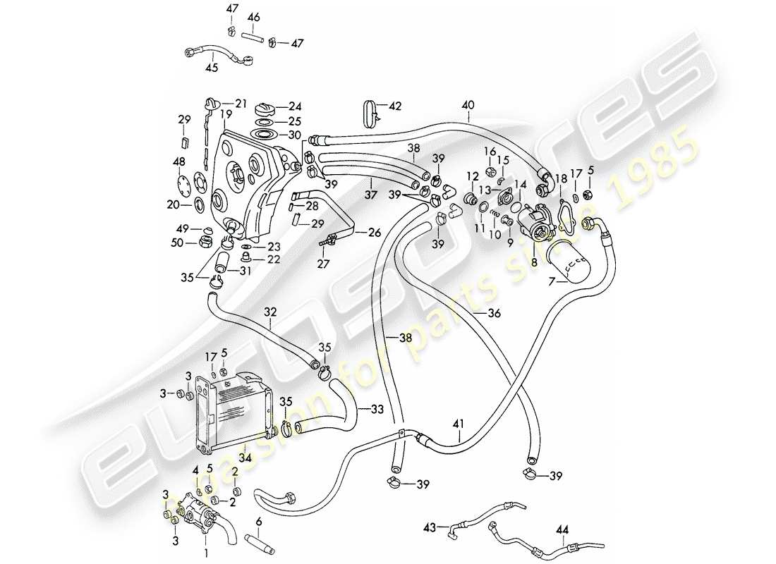 porsche 1971 (911) engine lubrication - typ 911/51/52/57 - d - mj 1972>> - mj 1973 part diagram