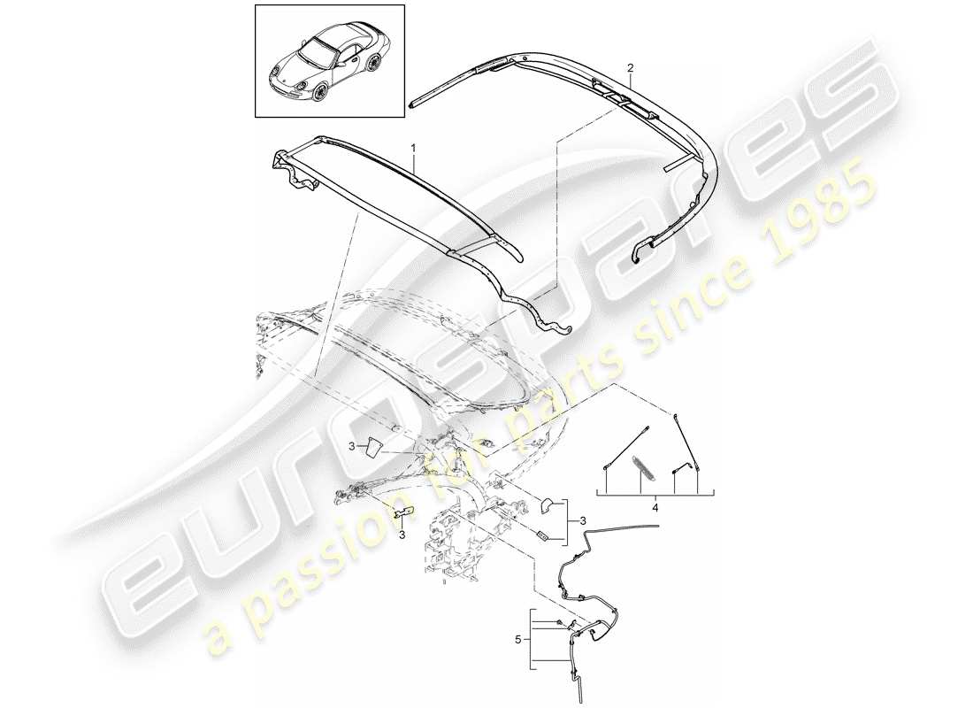porsche 2009 (997-2) top frame parts diagram