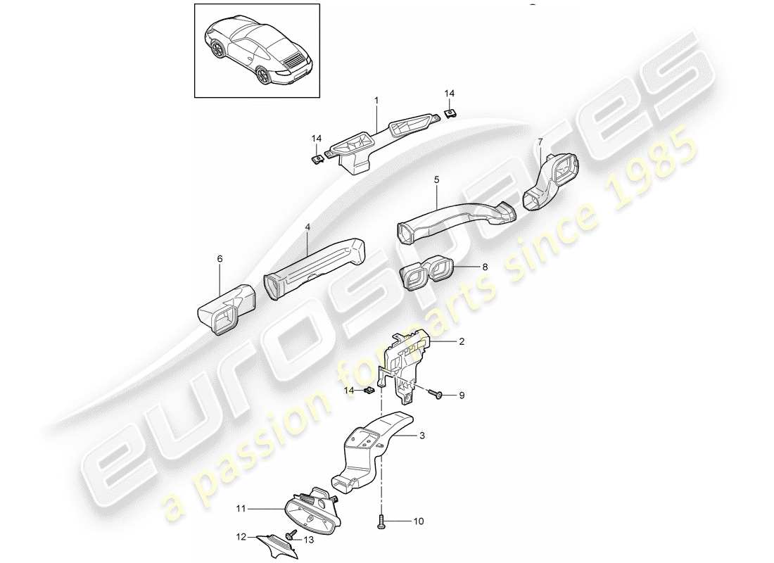 porsche 2009 (997-2) air distributor parts diagram