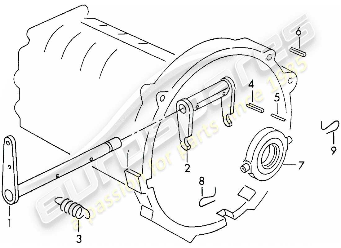 porsche 1952 (356/356a) clutch release - g 25 001 >> part diagram