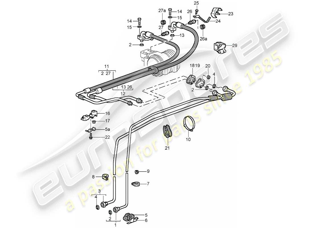 porsche 1996 (993) refrigerant circuit part diagram