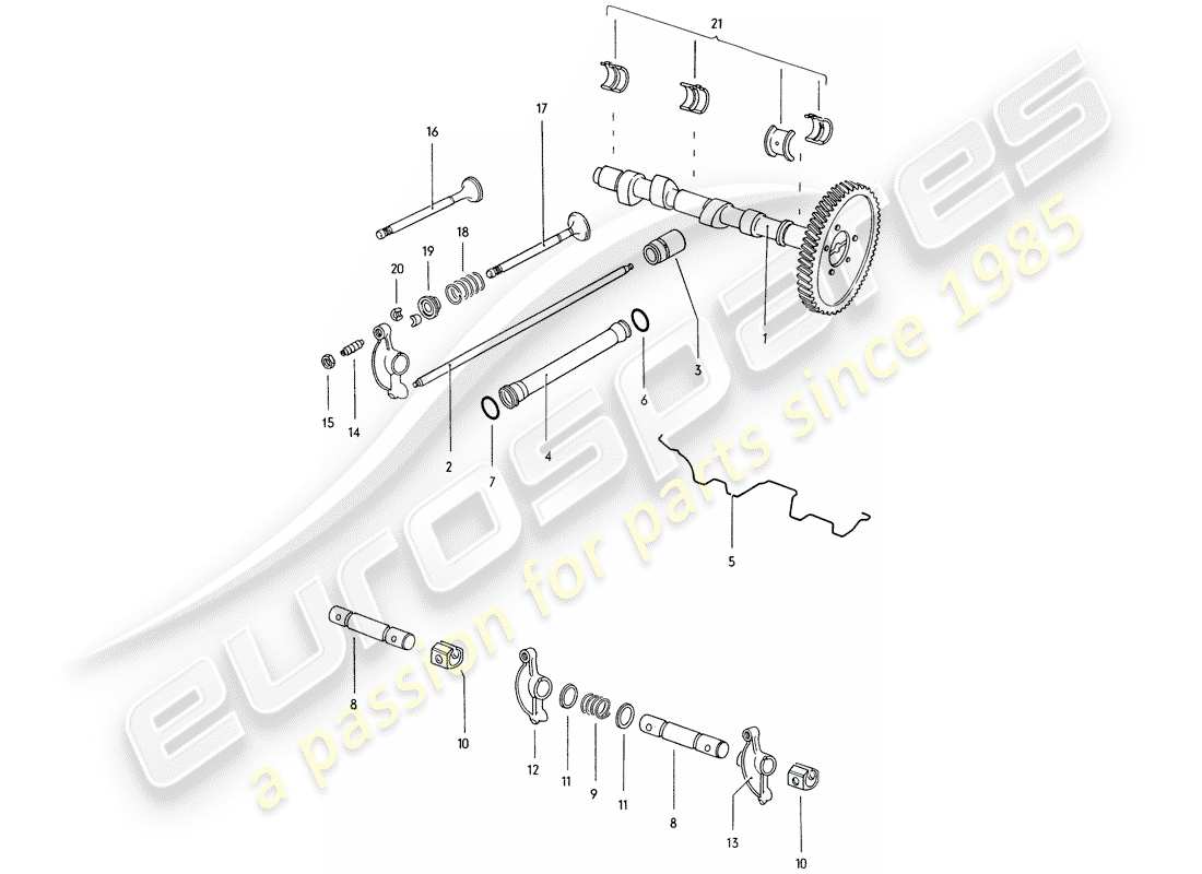 porsche 1973 (914) camshaft - valves part diagram