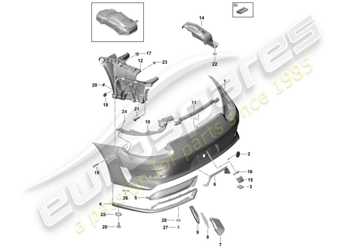 a part diagram from the porsche 2017 (991-2 r/gt3/rs) parts catalogue