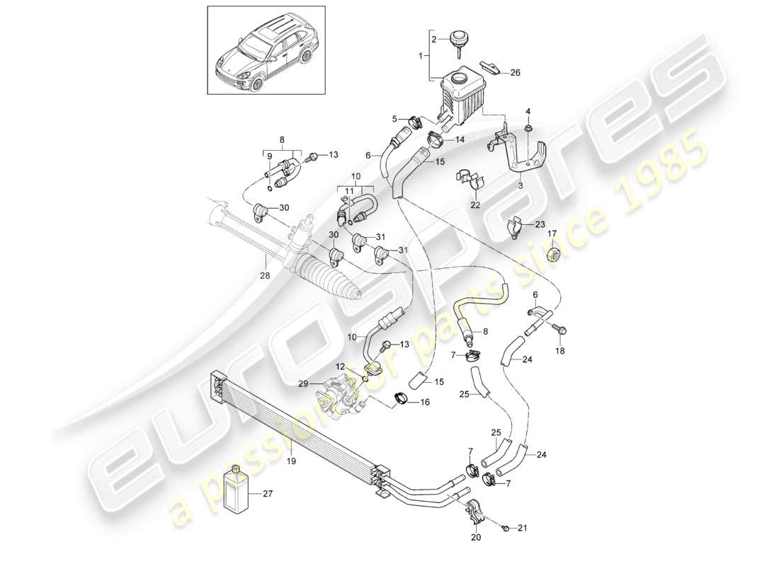 a part diagram from the porsche cayenne parts catalogue