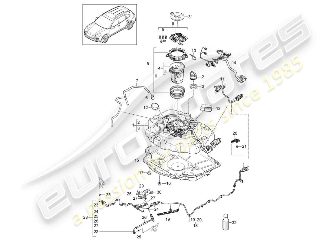 a part diagram from the porsche 2018 (cayenne e2 92a) parts catalogue