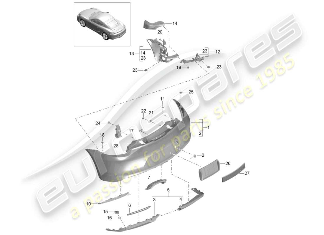 a part diagram from the porsche 2014 (981 cayman) parts catalogue