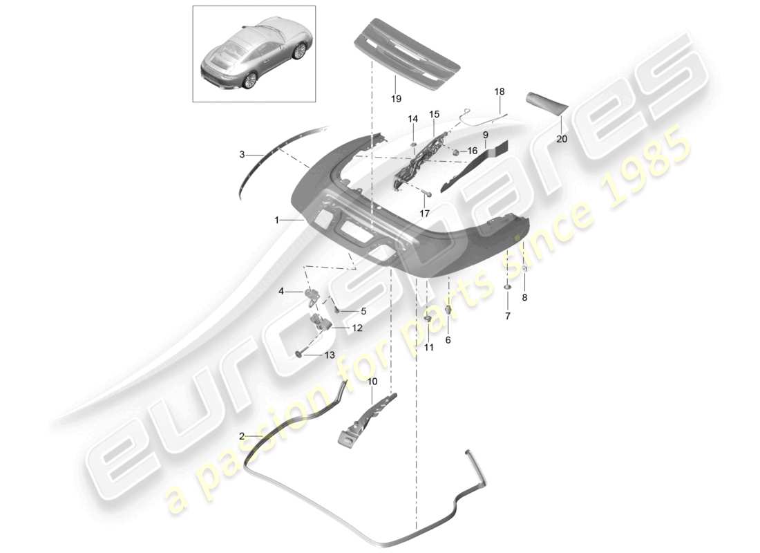 a part diagram from the porsche 991 parts catalogue