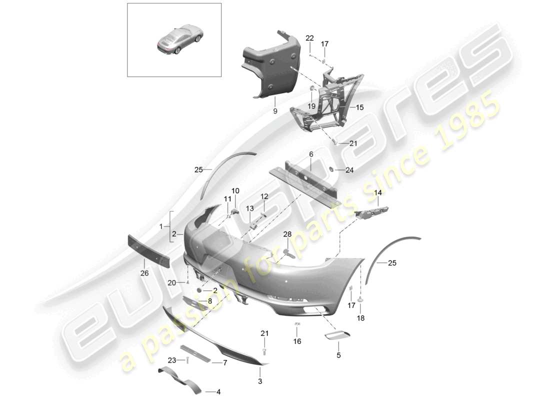 a part diagram from the porsche 2019 (991-2) parts catalogue