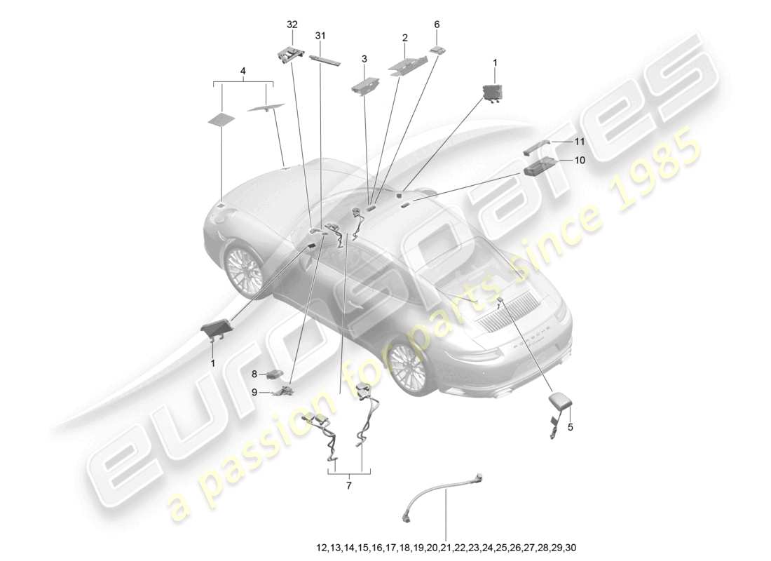 a part diagram from the porsche 991 parts catalogue