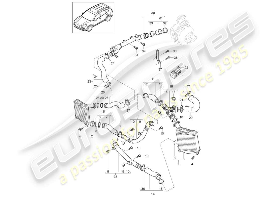 a part diagram from the porsche 2013 (cayenne e2 92a) parts catalogue