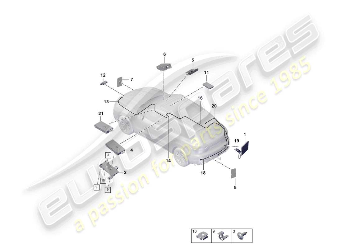 a part diagram from the porsche 2019 (cayenne e3 9ya/9yb) parts catalogue
