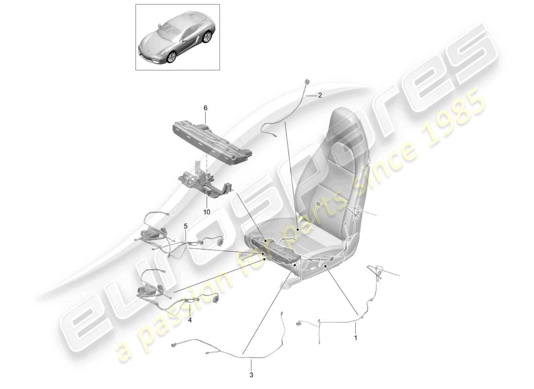 VIEW PARTS DIAGRAMS FROM THE PORSCHE CAYMAN PARTS CATALOGUE a part diagram from the porsche cayman parts catalogue