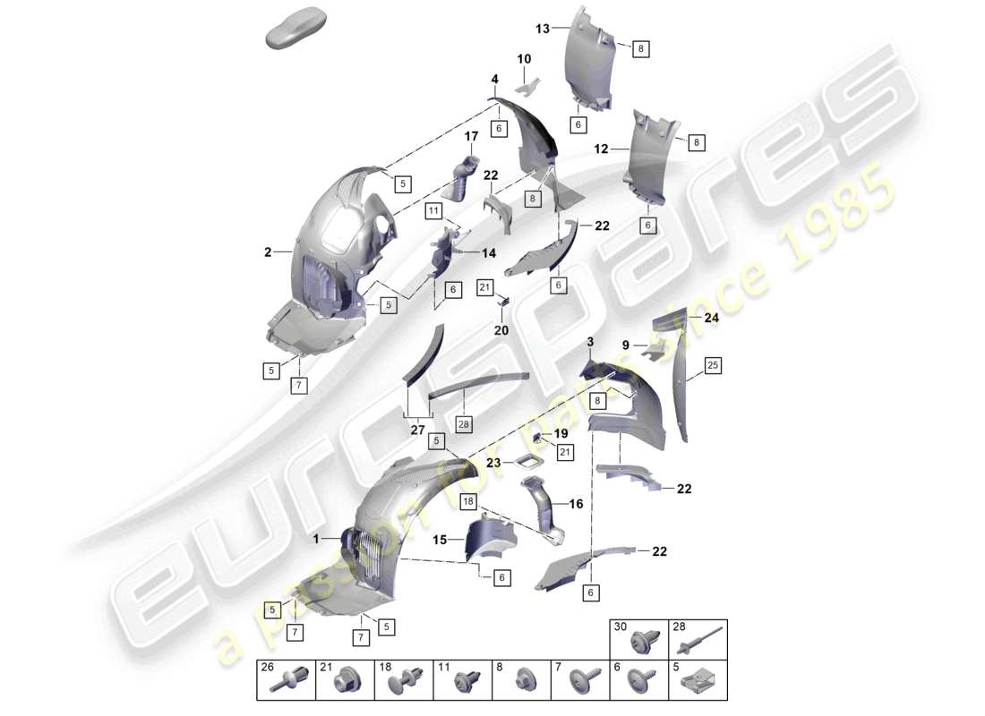 a part diagram from the porsche 2020 (718 boxster spyder) parts catalogue