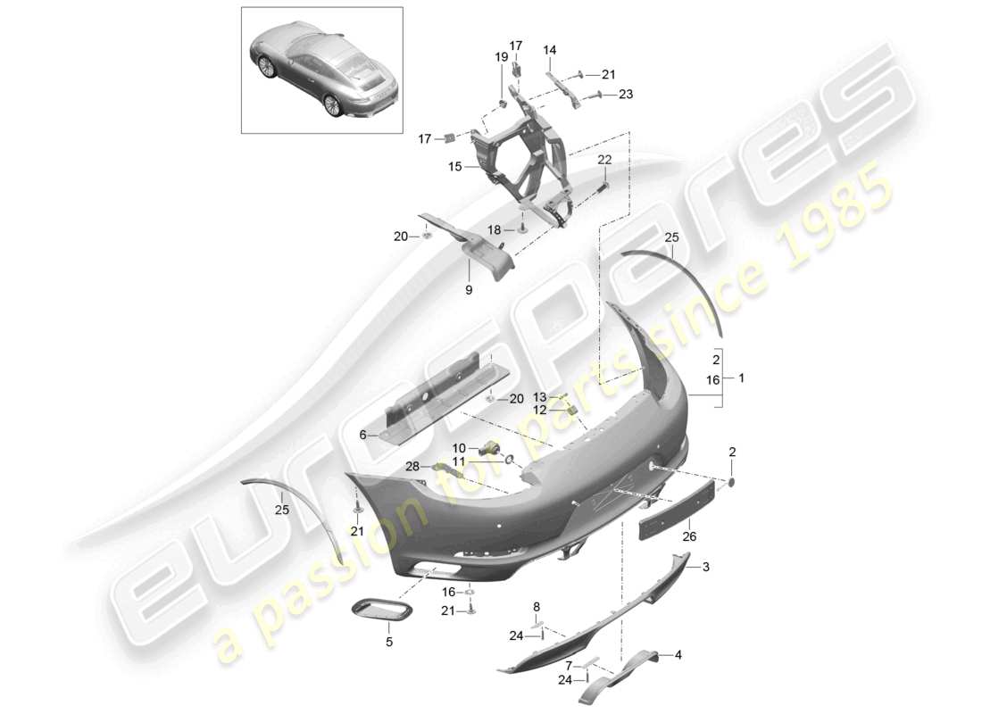 a part diagram from the porsche 991 parts catalogue